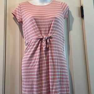 Girls Pink and White Striped Dress